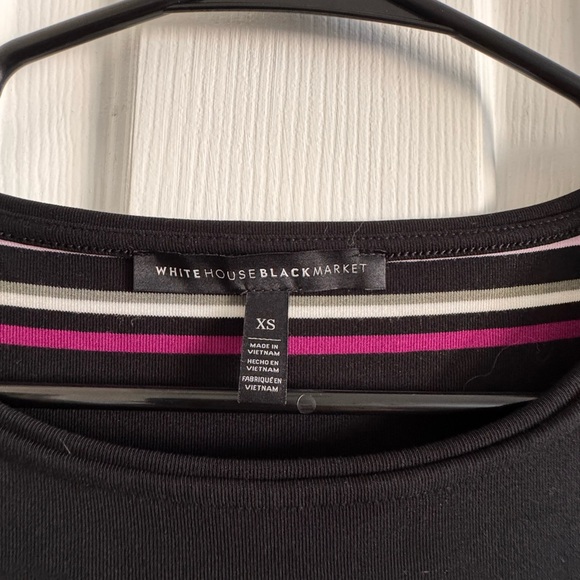 White House Black Market Black and Purple Striped Midi Dres - Picture 6 of 7